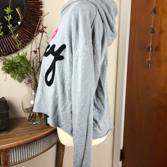 JUICY COUTURE Logo Crop Hoodie Gray Size XL - Picture 4 of 7